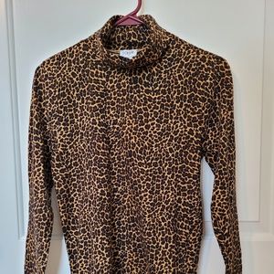 NWT! J. Crew Women's Cheetah Print Turtleneck, 100% Cotton, Small